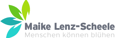 Maike Lenz-Scheele Logo mit grün-blauer Blume